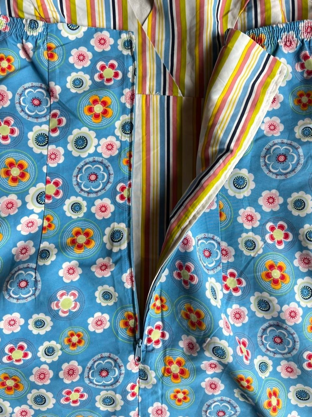 Reversible Y2K Mossimo Blue Floral/Striped Halter Dress - Picture 3 of 5
